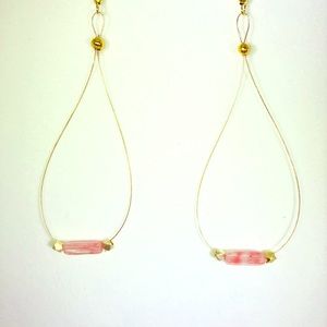 Star Crafts Rose Quartz Earrings with 14 kt Gold